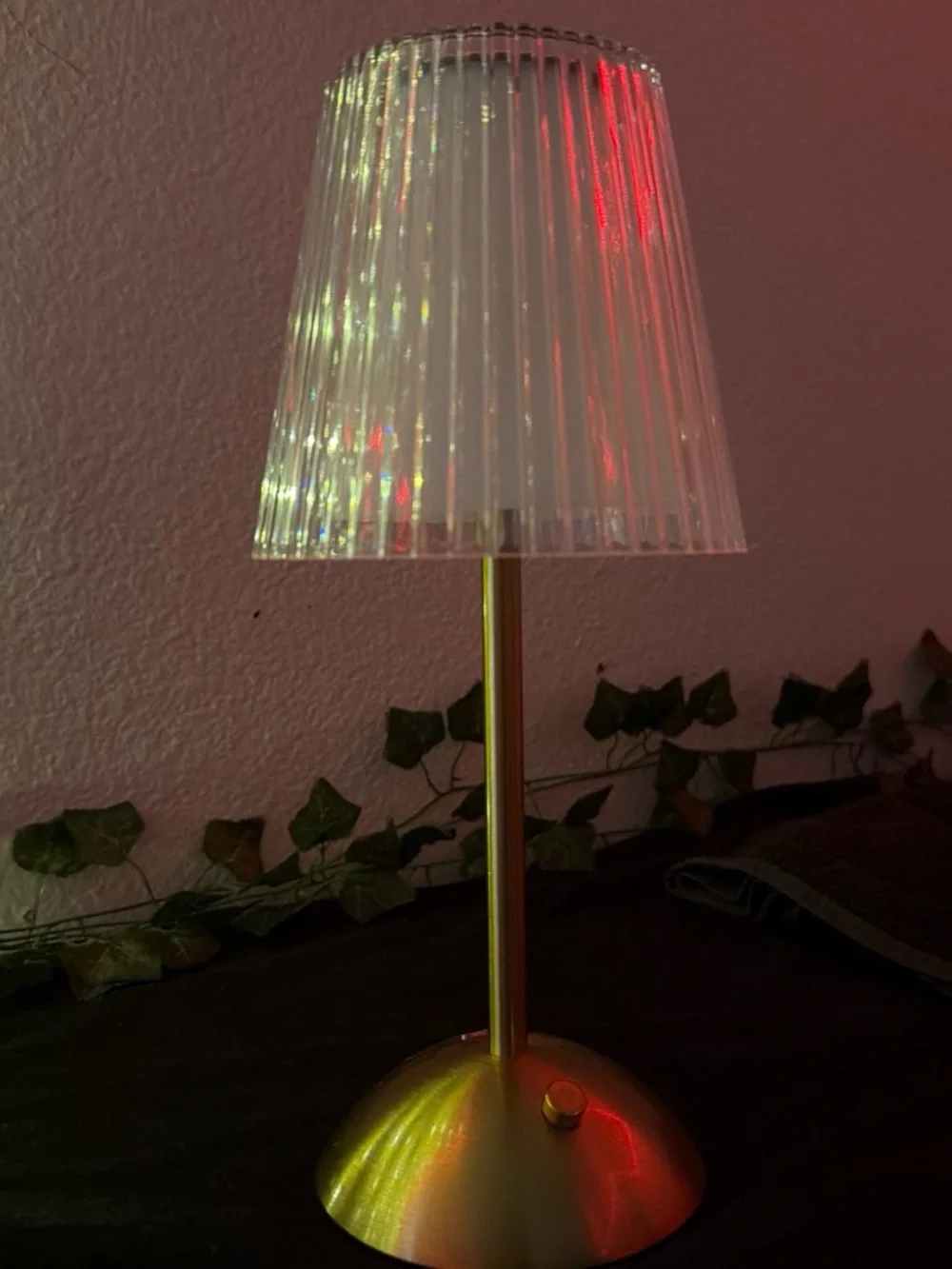 Gold Table Lamp with Clear Ribbed Shade - Home Party Supplies